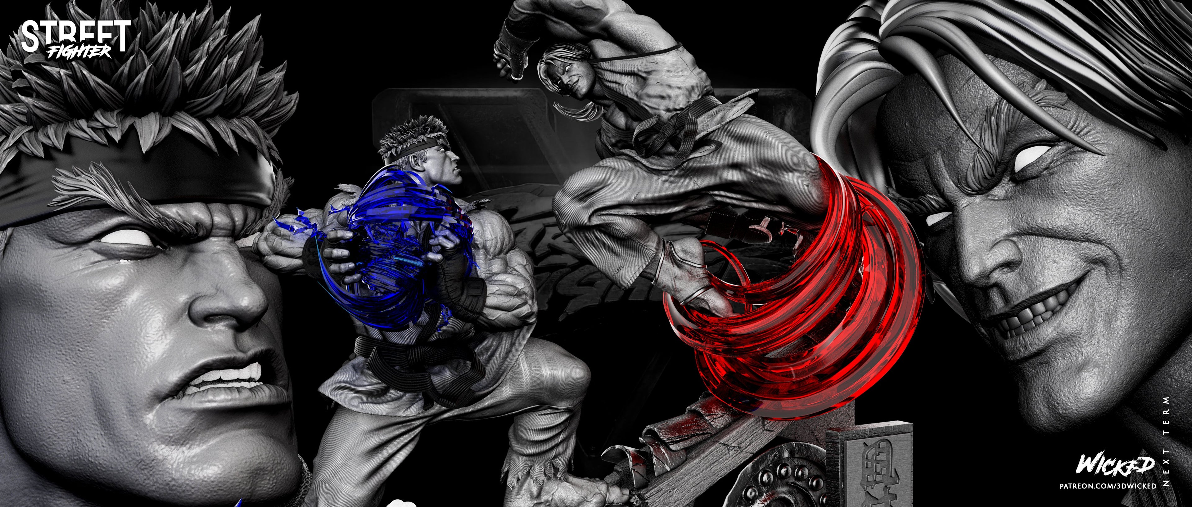 Street Fighter Ken vs Ryu Diorama 3D STL
