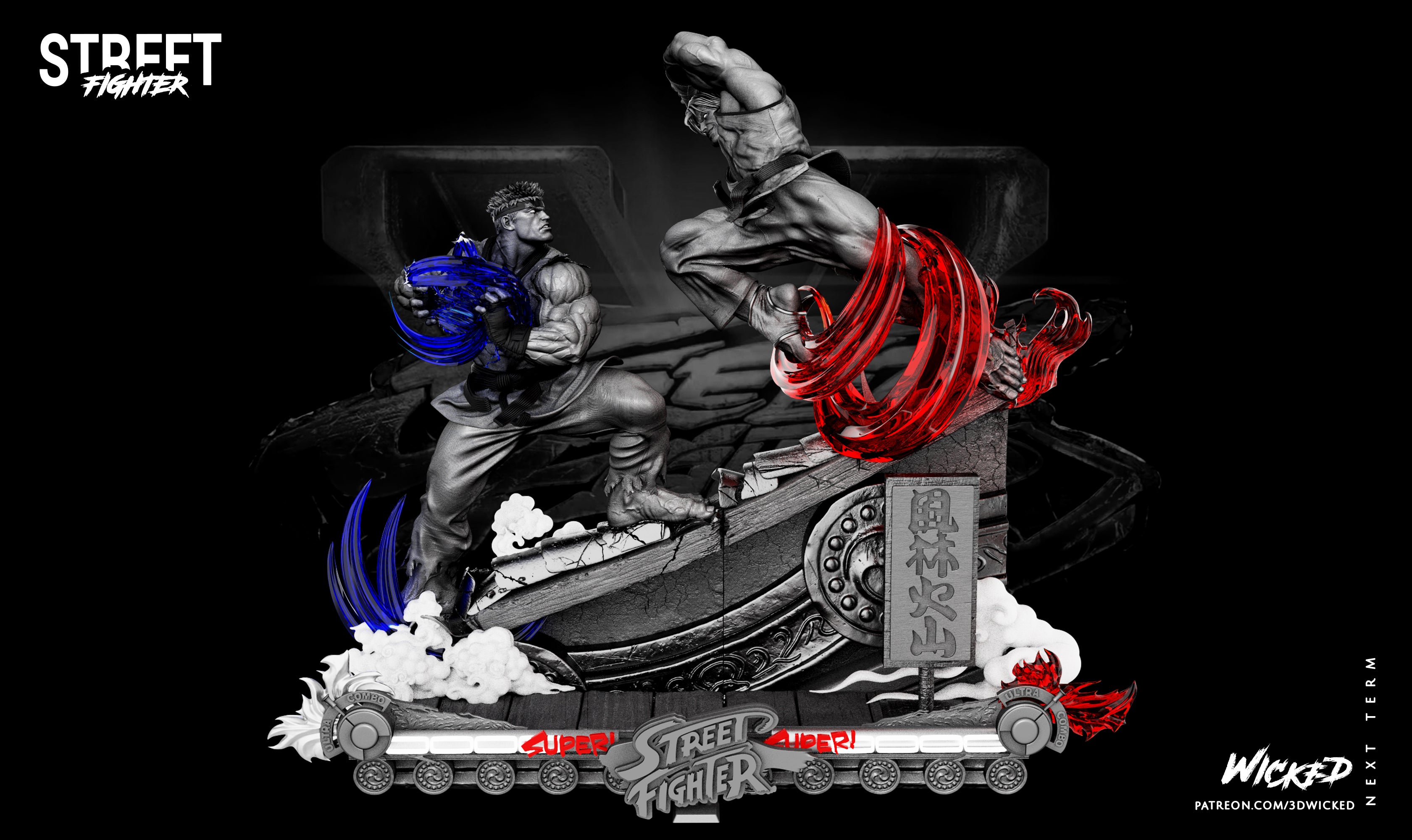 Street Fighter Ken vs Ryu Diorama 3D STL