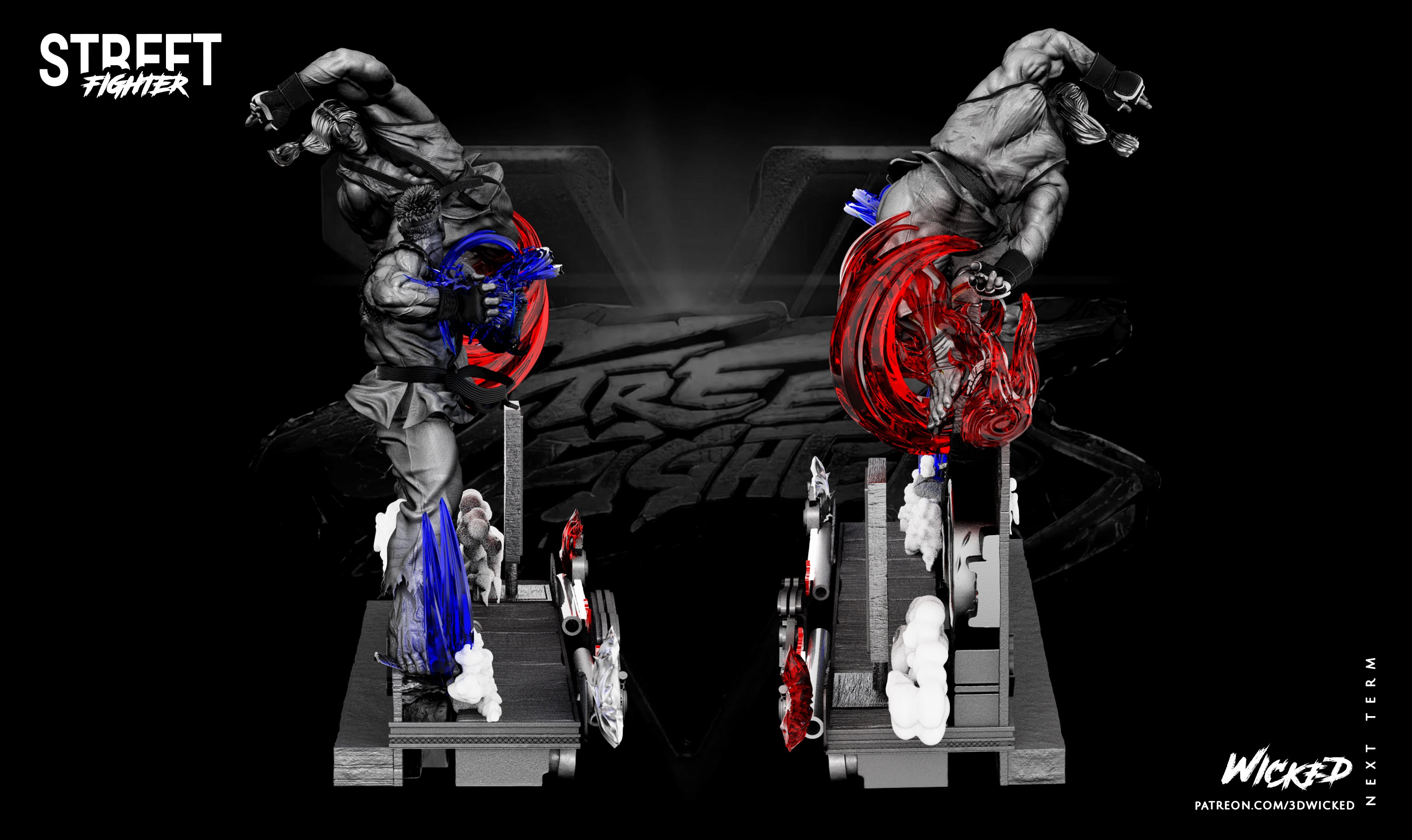 Street Fighter Ken vs Ryu Diorama 3D STL