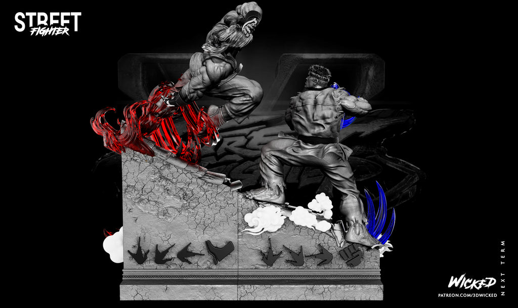 Street Fighter Ken vs Ryu Diorama 3D STL