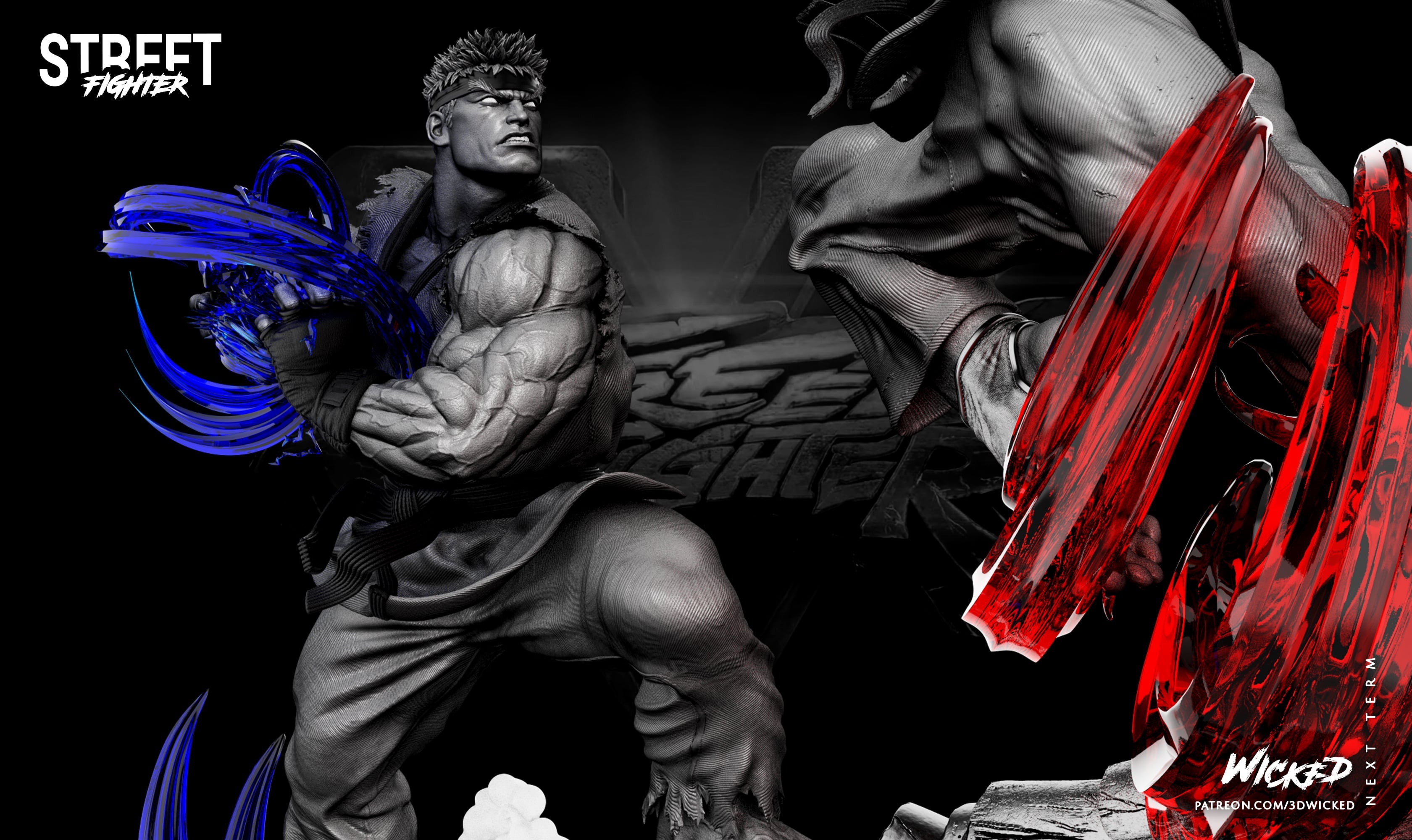 Street Fighter Ken vs Ryu Diorama 3D STL