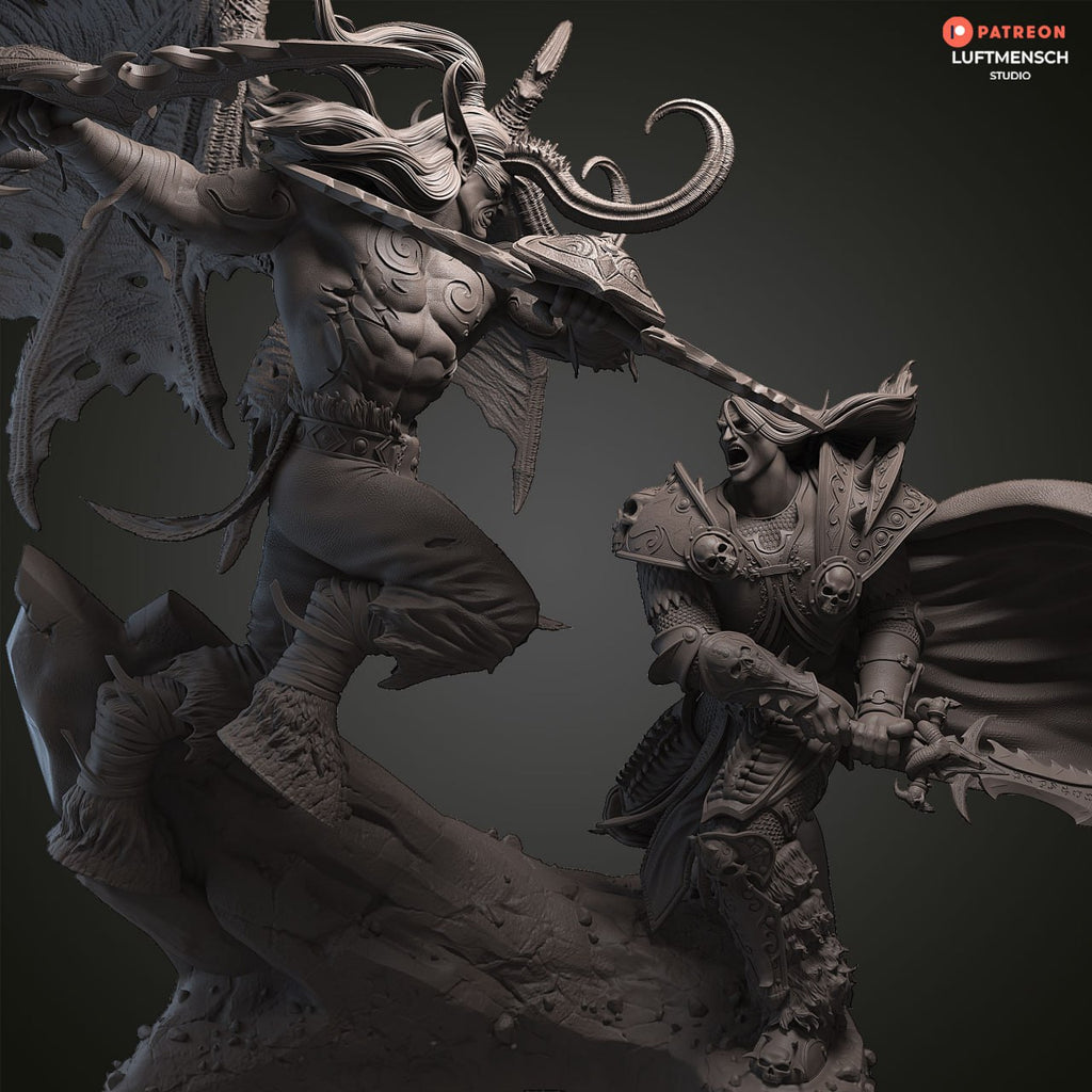Illidan vs Arthas Lich King World of Warcraft 3D STL