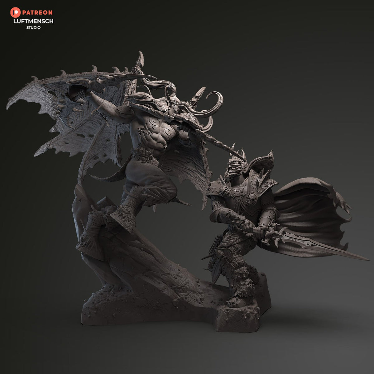 Illidan vs Arthas Lich King World of Warcraft 3D STL
