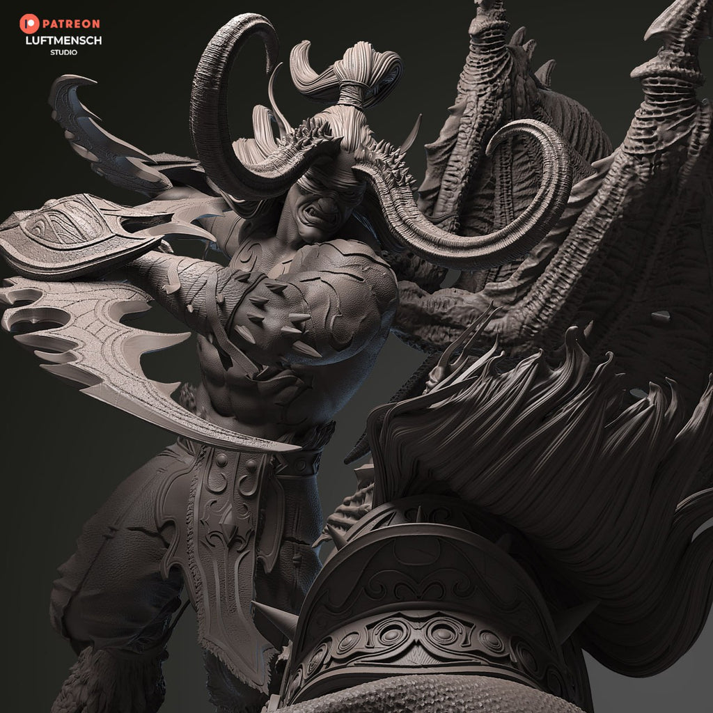 Illidan vs Arthas Lich King World of Warcraft 3D STL