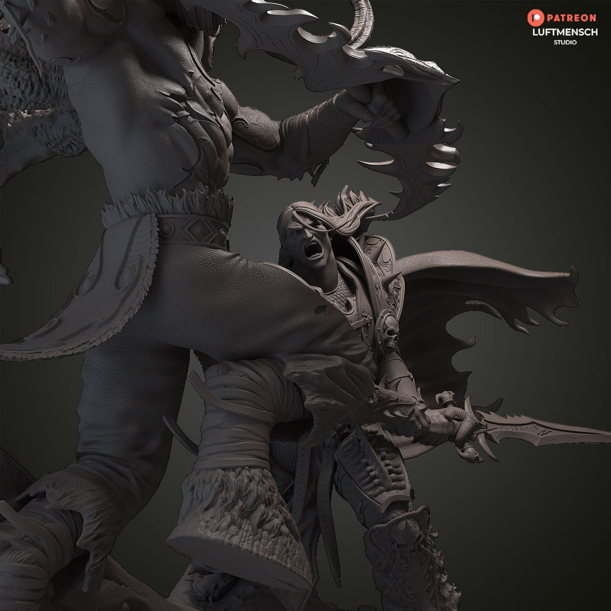 Illidan vs Arthas Lich King World of Warcraft 3D STL