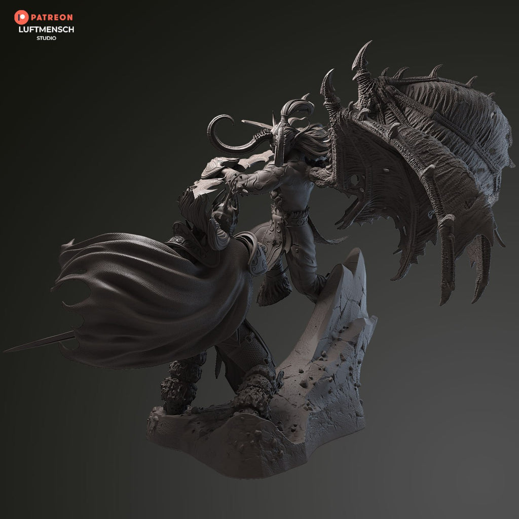 Illidan vs Arthas Lich King World of Warcraft 3D STL