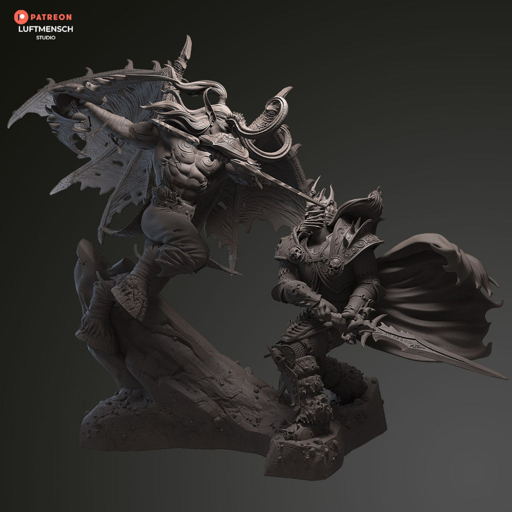 Illidan vs Arthas Lich King World of Warcraft 3D STL