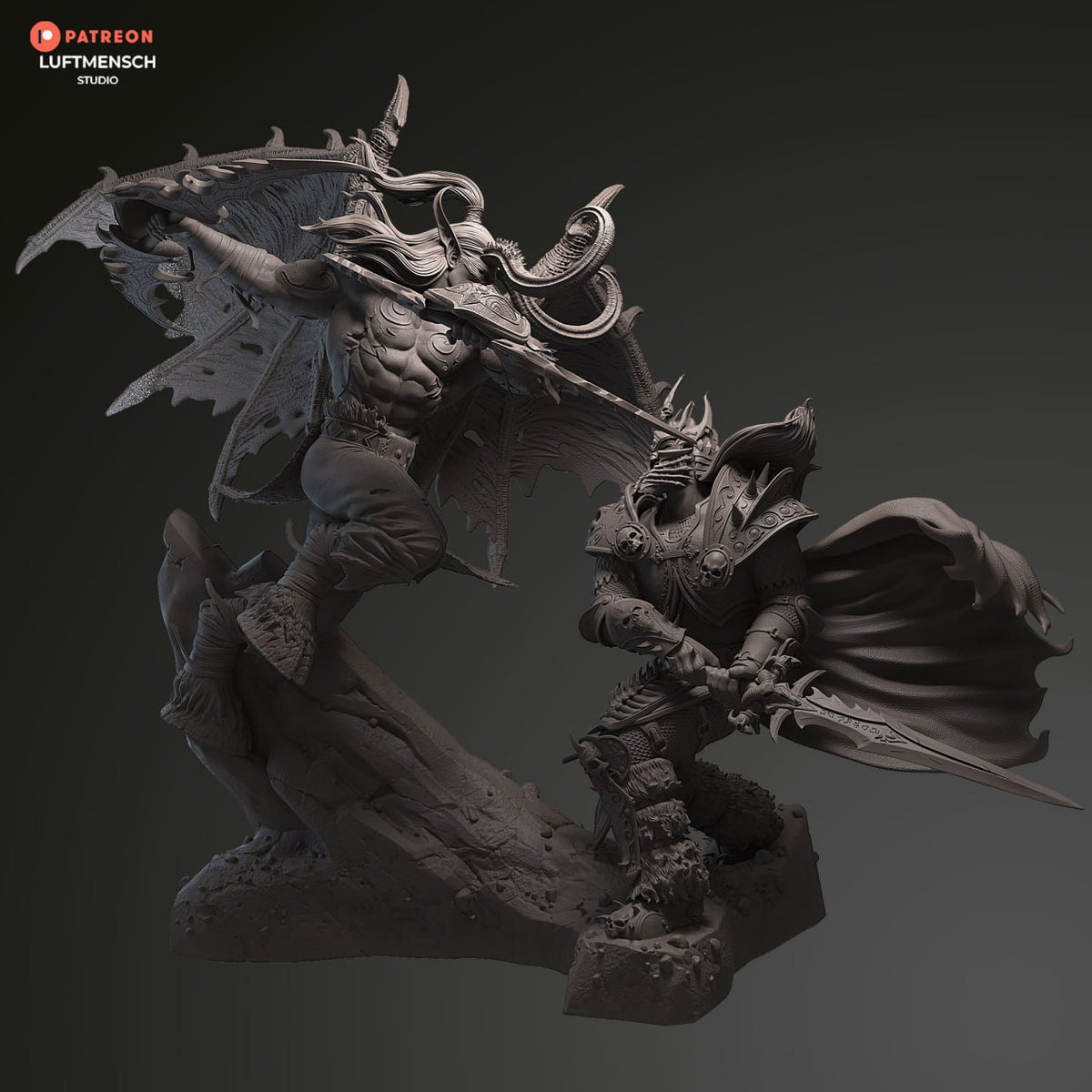 Illidan vs Arthas Lich King World of Warcraft 3D STL