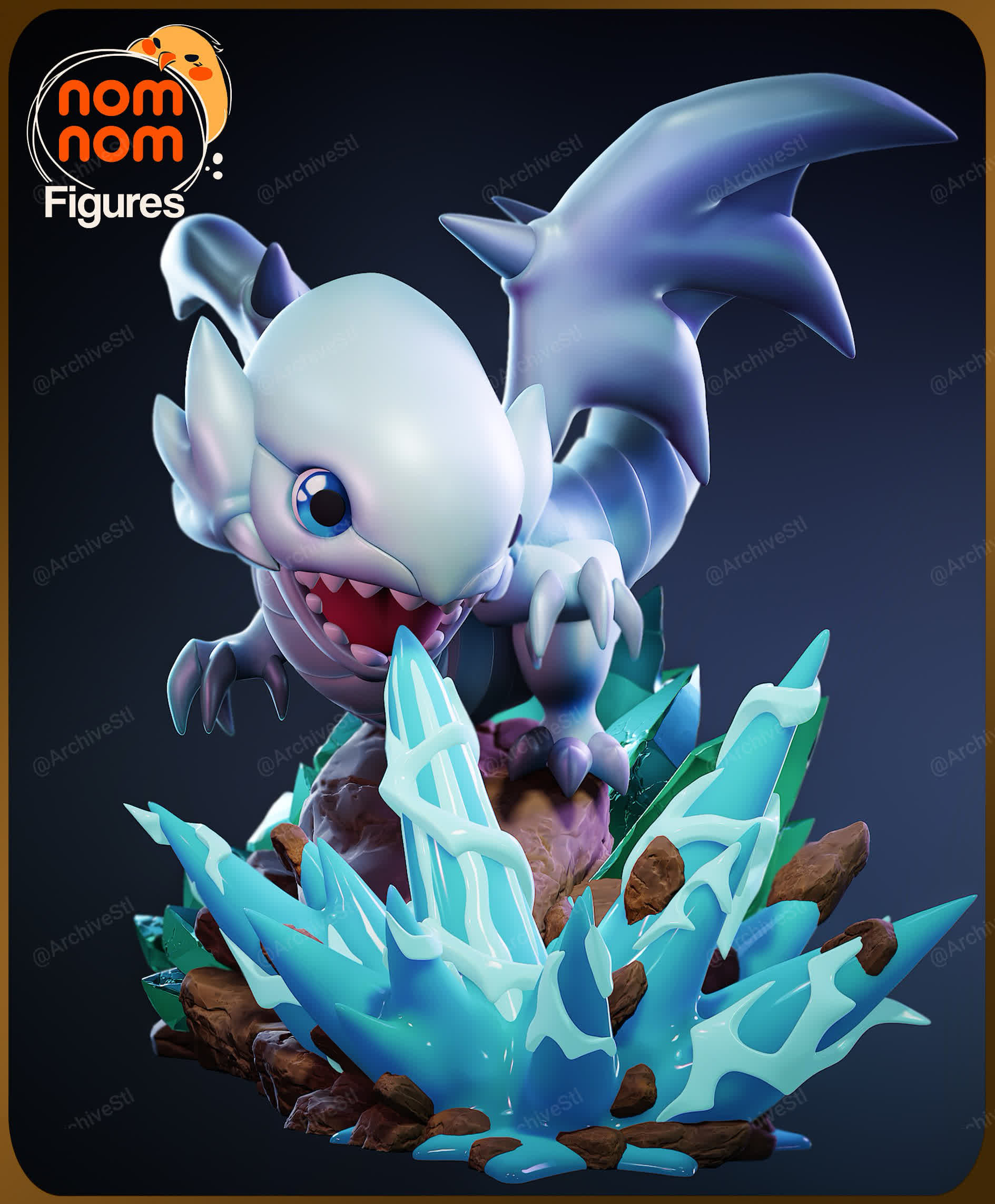 Blue eyes white dragon Yugioh chibi 3D STL