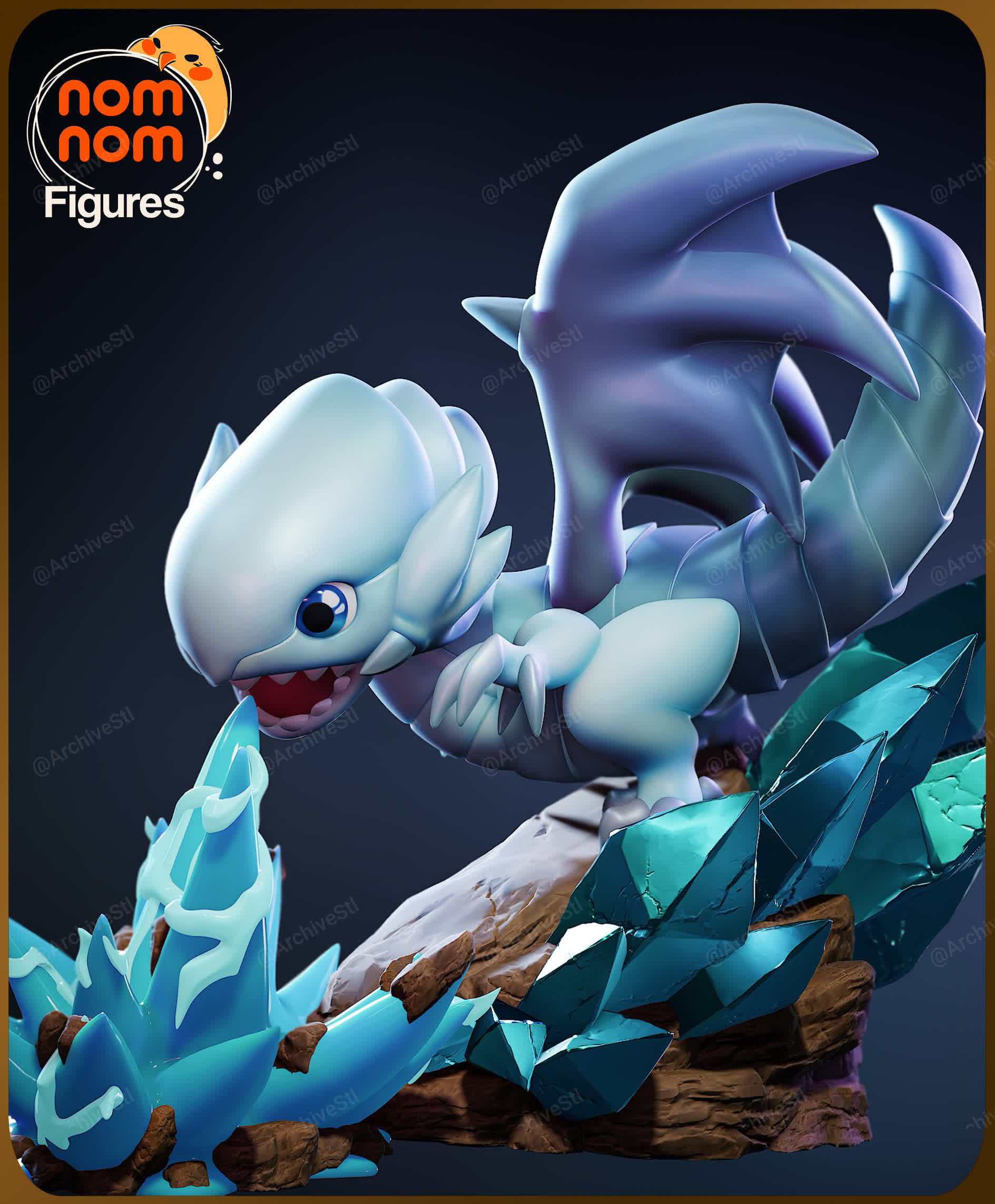 Blue eyes white dragon Yugioh chibi 3D STL