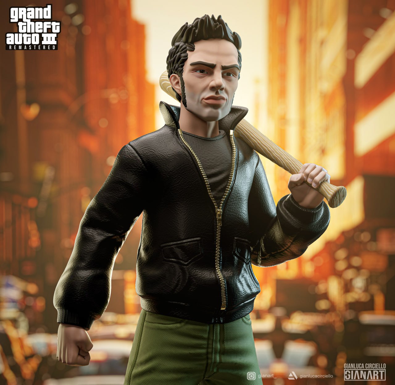 GTA 3 Claude Grand Theft Auto III Cartooned 3D STL