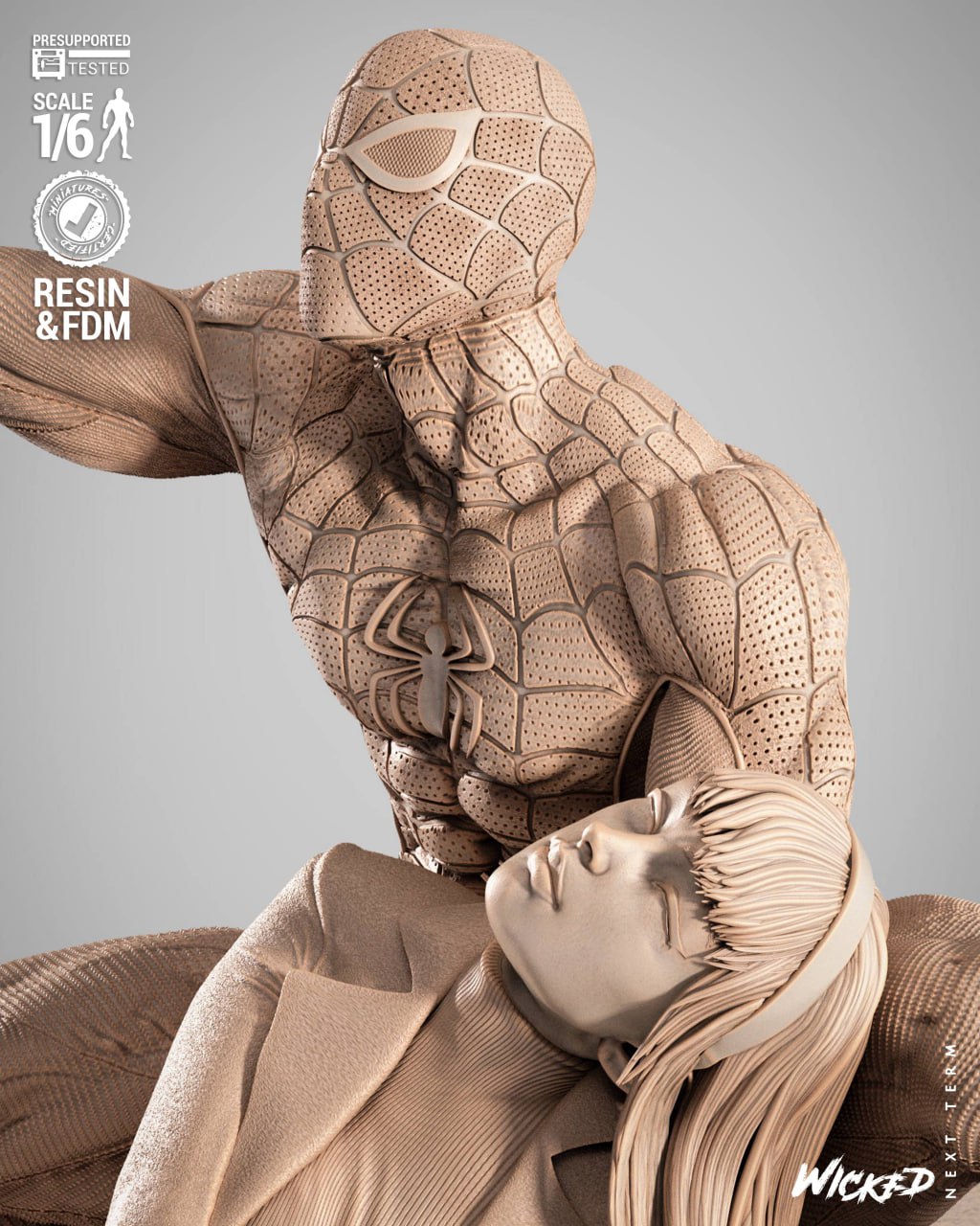 Spiderman and Gwen Mary Wicked Diorama Marvel 3D STL
