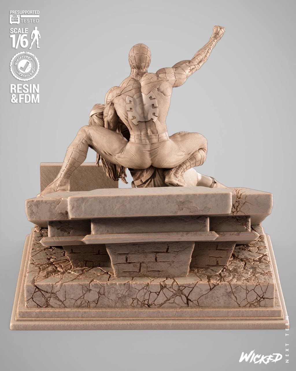 Spiderman and Gwen Mary Wicked Diorama Marvel 3D STL