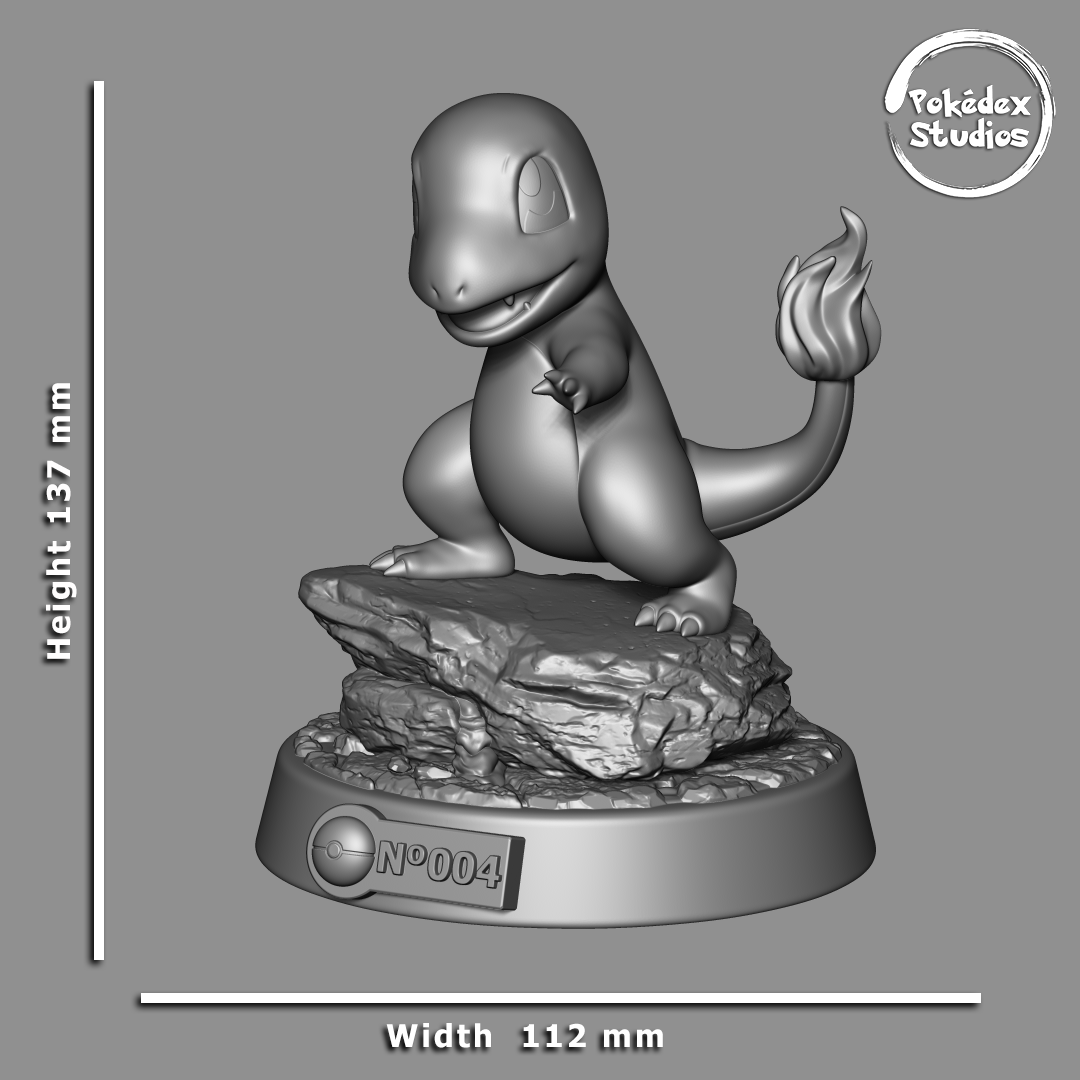 Charmander Pokemon Pokedex Studios 004 3D STL