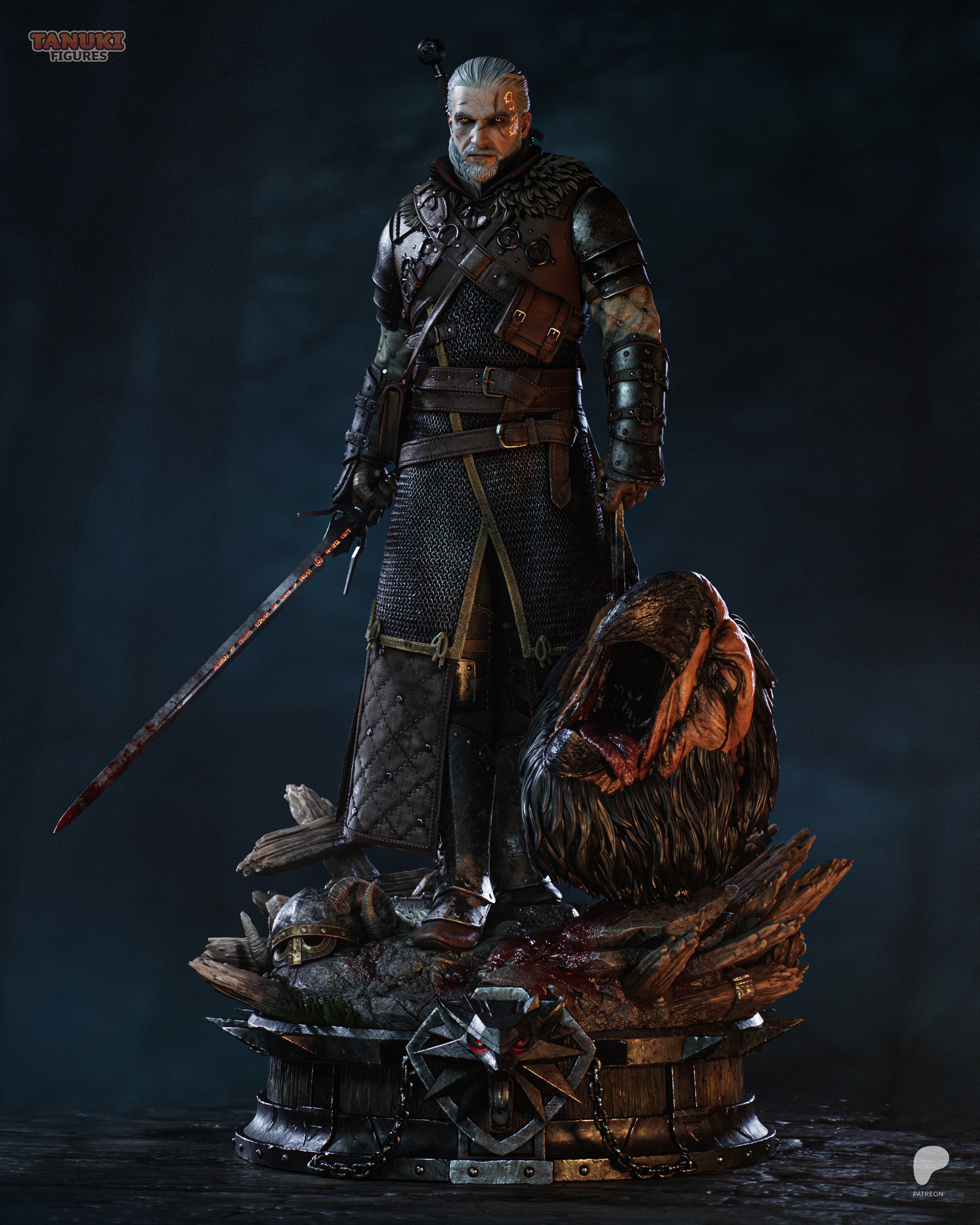 Geralt of Rivia Witcher3 Tanuki Monster 3D STL