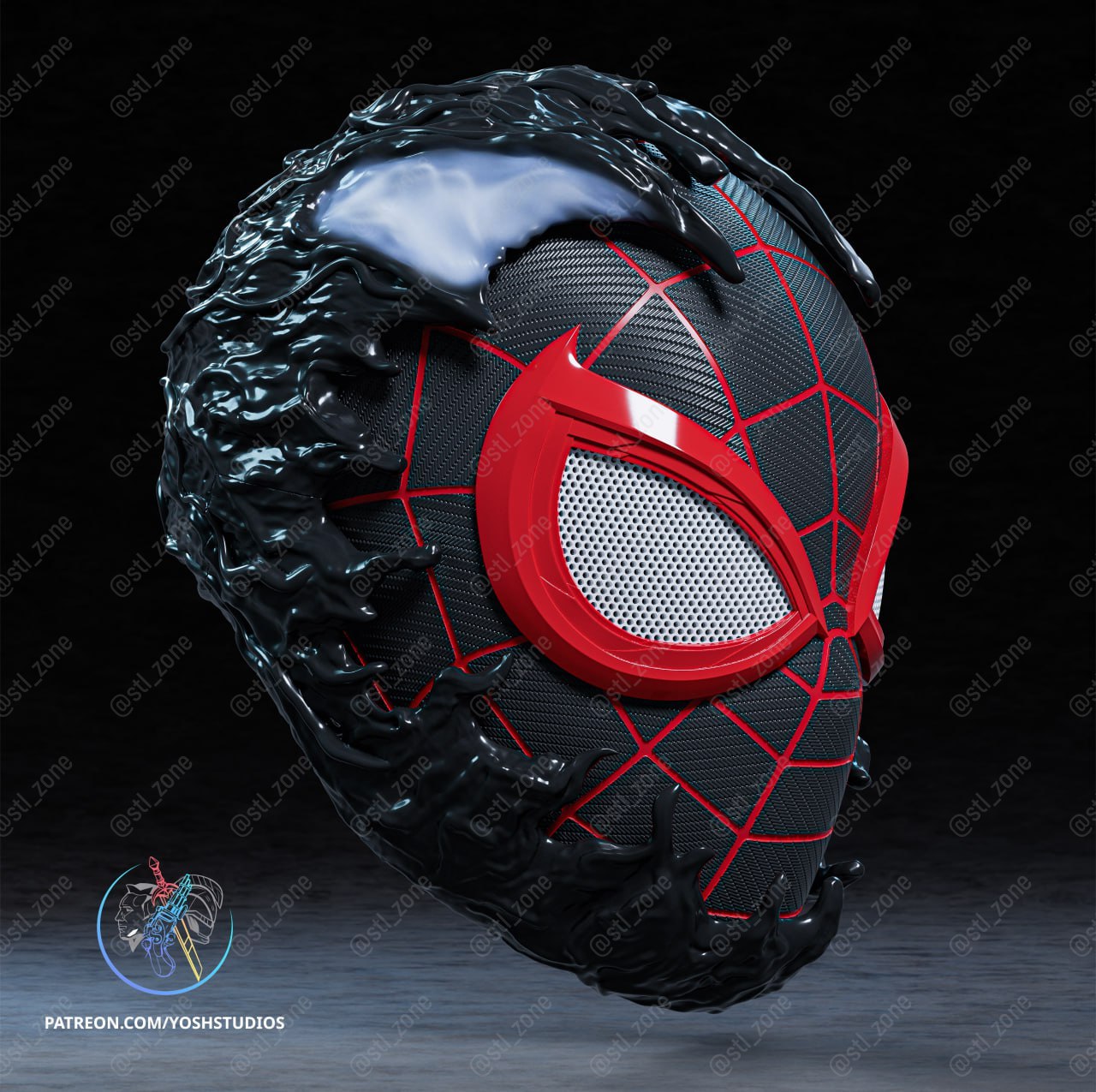 Miles Venom Spiderman Maske Marvel 3D STL