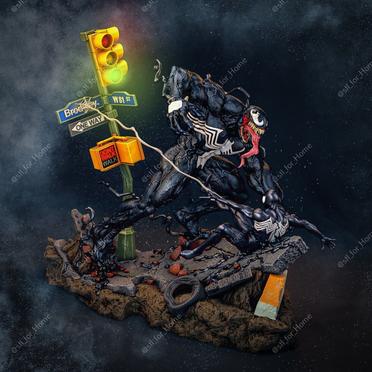 Venom vs Black Spiderman Marvel 3D STL