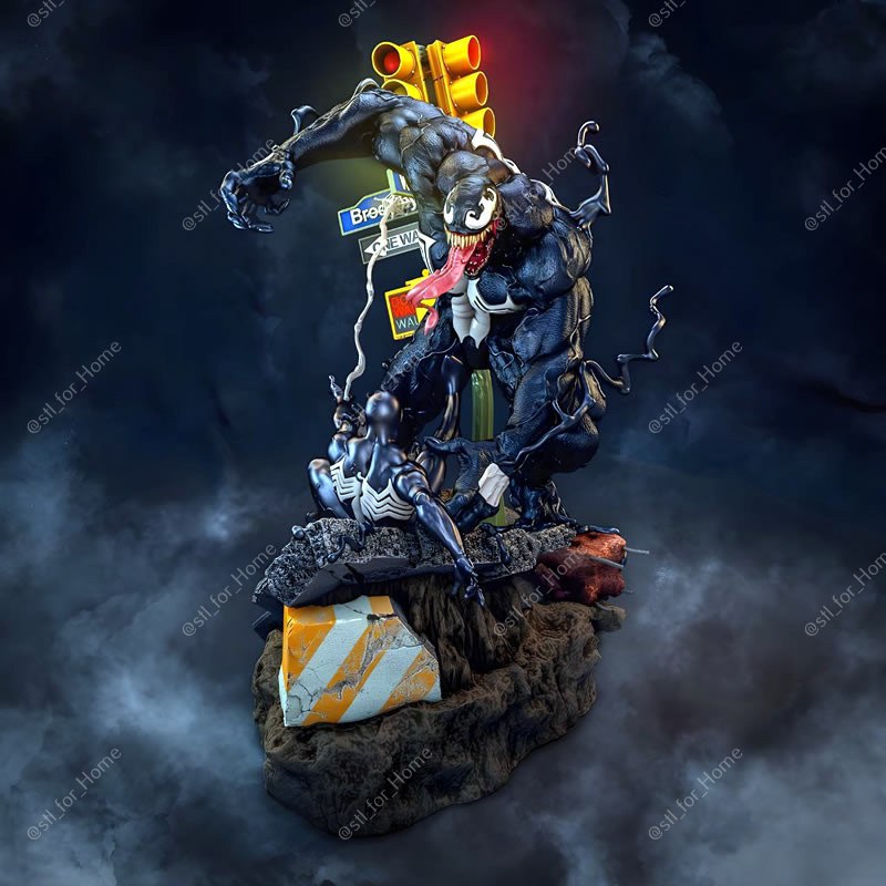 Venom vs Black Spiderman Marvel 3D STL