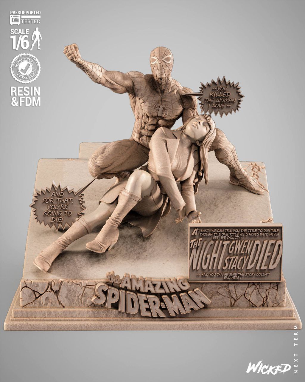 Spiderman and Gwen Mary Wicked Diorama Marvel 3D STL