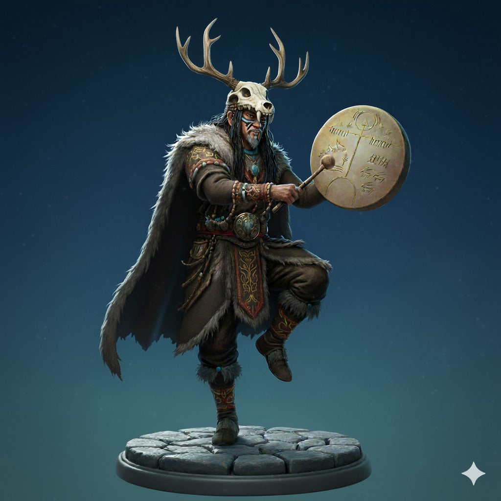 Türk Şaman kam davulu mitolojisi 3D STL