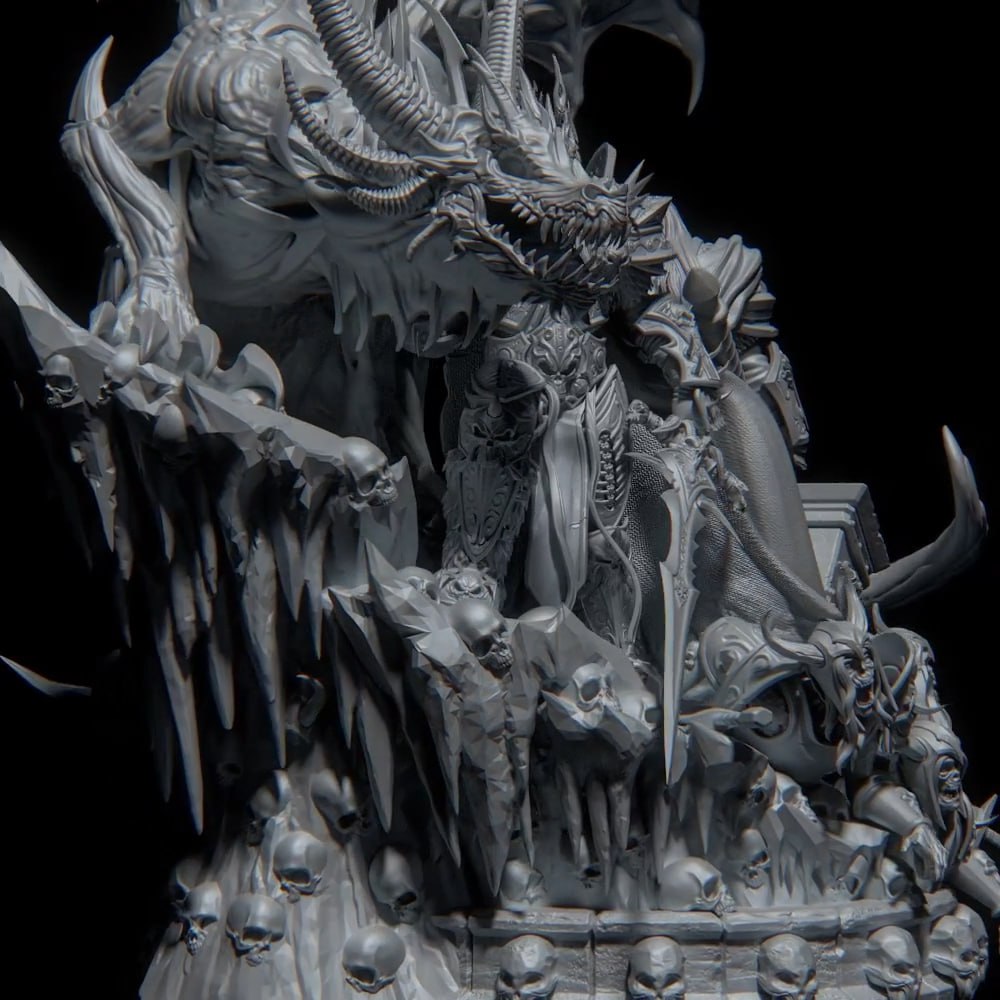 Arthas Lich King Sindragosa Diorama World of Warcraft 3D STL