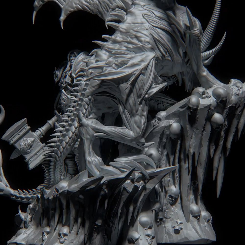 Arthas Lich King Sindragosa Diorama World of Warcraft 3D STL