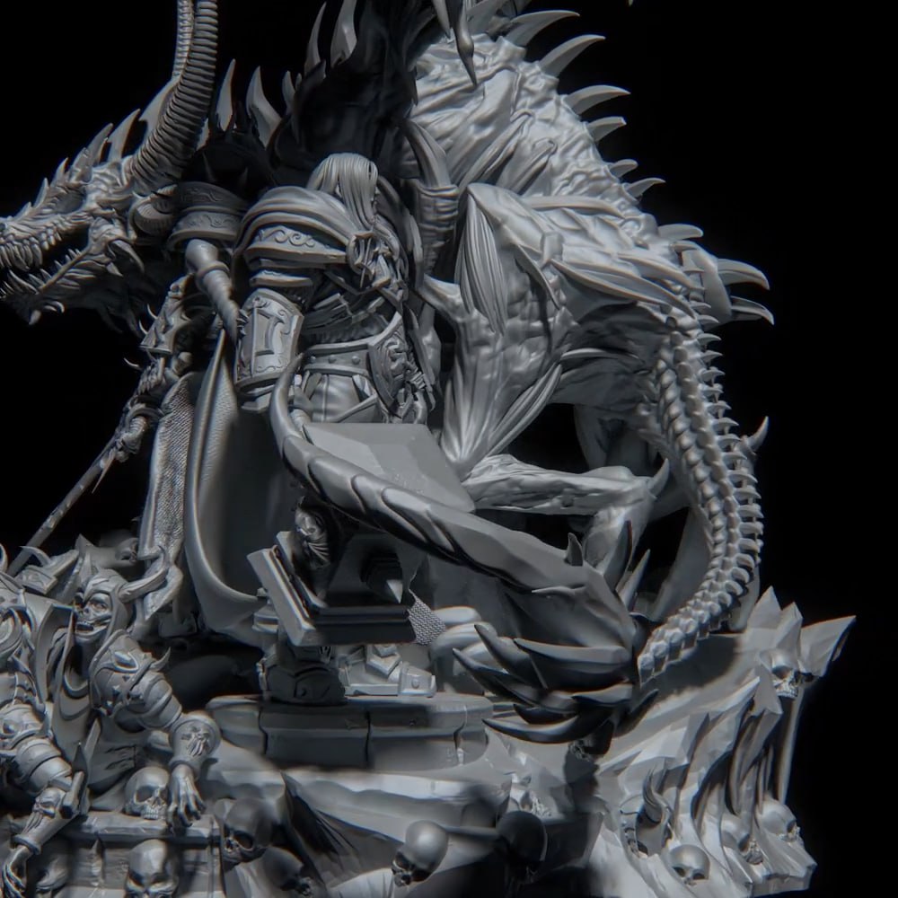 Arthas Lich King Sindragosa Diorama World of Warcraft 3D STL