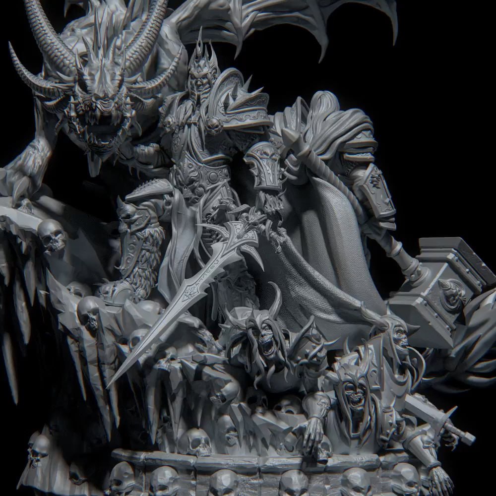 Arthas Lich King Sindragosa Diorama World of Warcraft 3D STL