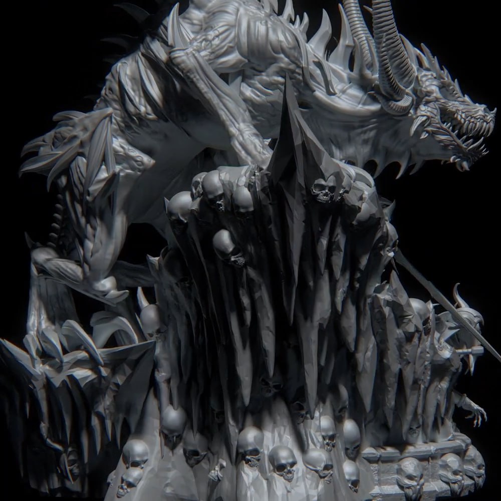 Arthas Lich King Sindragosa Diorama World of Warcraft 3D STL