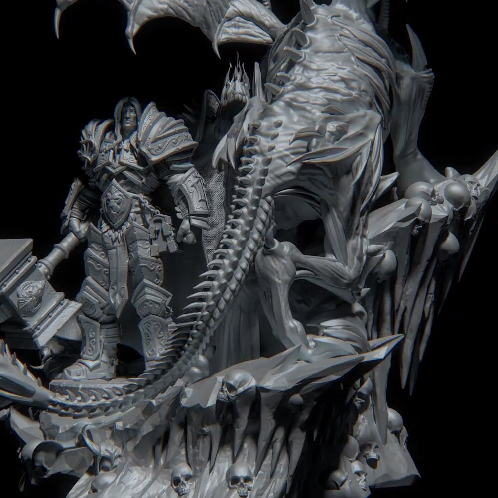 Arthas Lich King Sindragosa Diorama World of Warcraft 3D STL