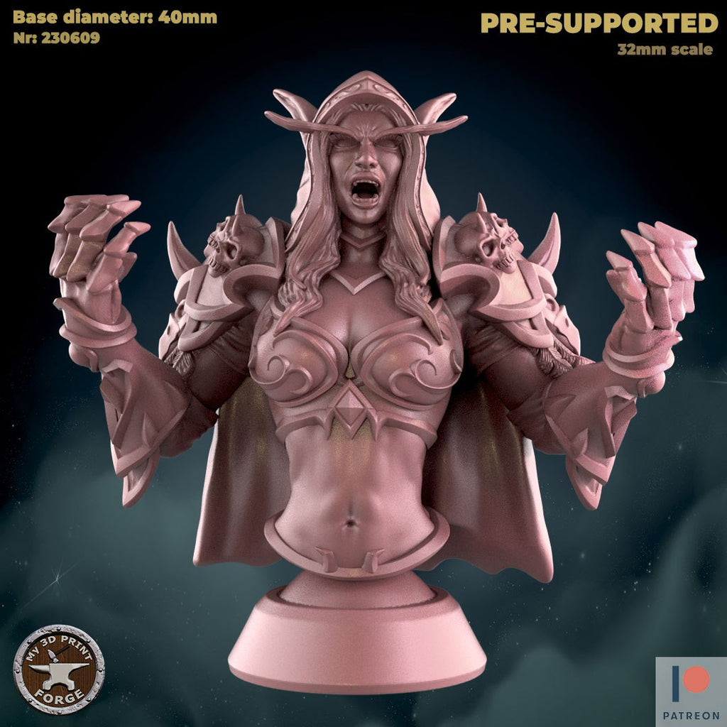 Sylvanas Windrunner Bust World of Warcraft 3D STL