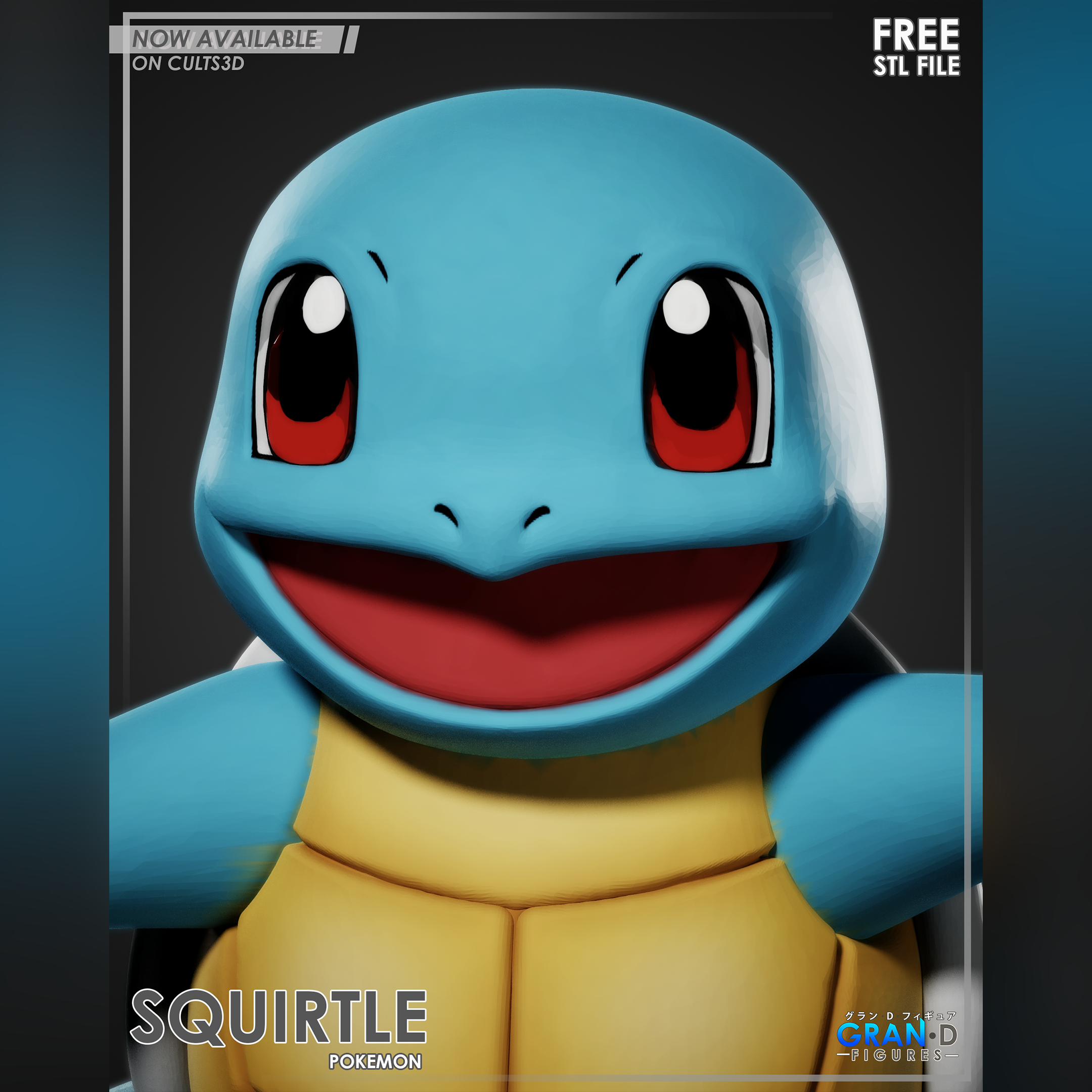Squirtle Pokemon Diorama 3D STL
