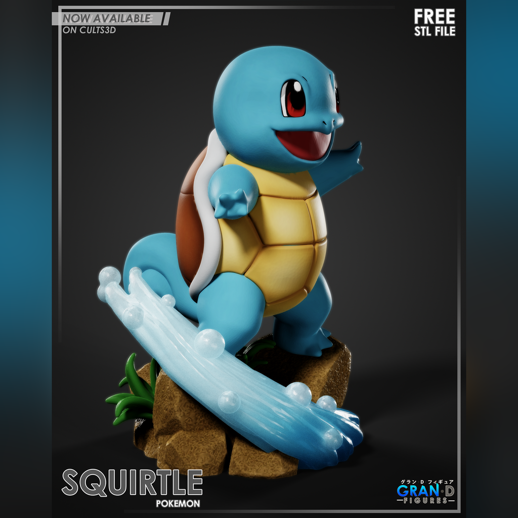 Squirtle Pokemon Diorama 3D STL
