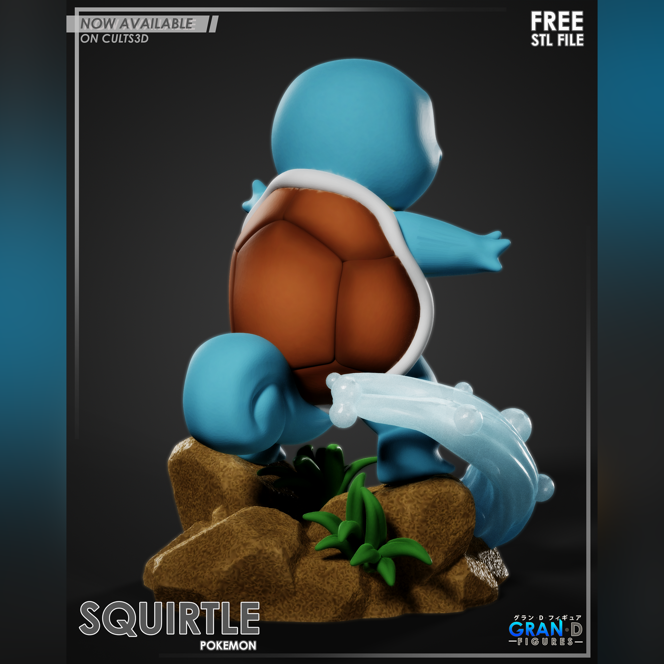 Squirtle Pokemon Diorama 3D STL