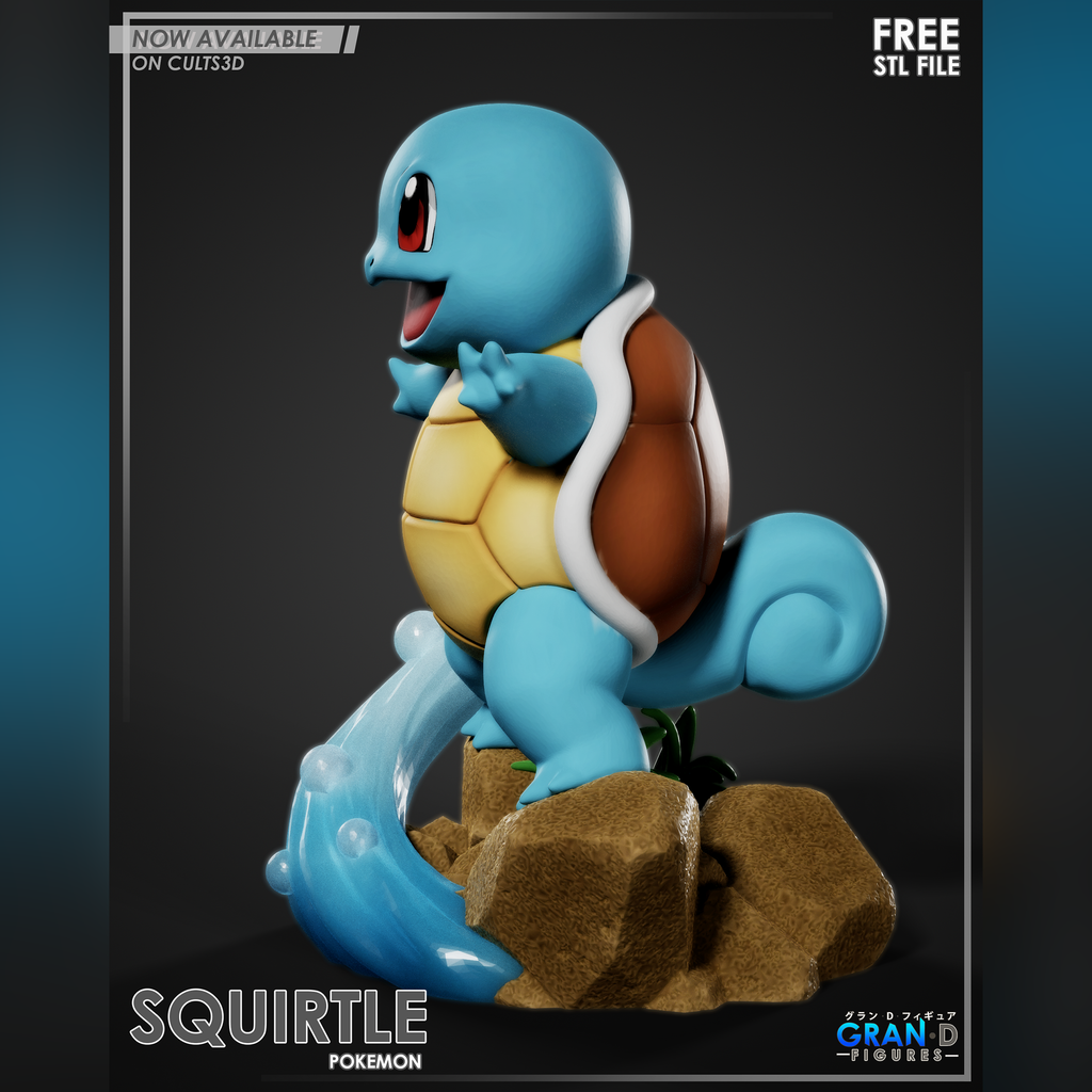 Squirtle Pokemon Diorama 3D STL