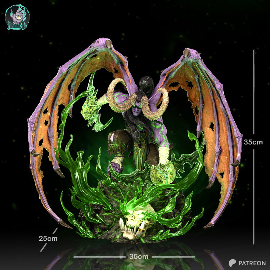 Illidan Stormrage Warcraft 3 Kaidan World of Warcraft 3D STL
