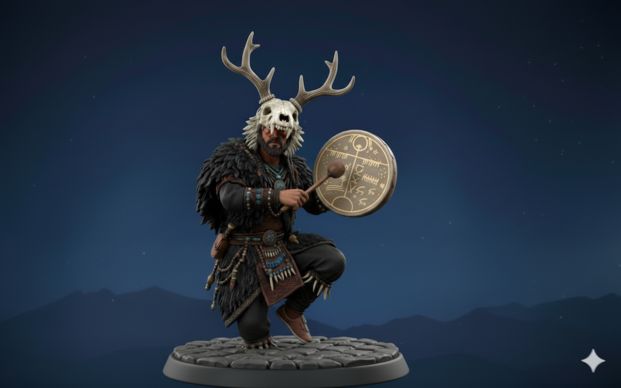 Türk Şaman kam davulu mitolojisi 3D STL