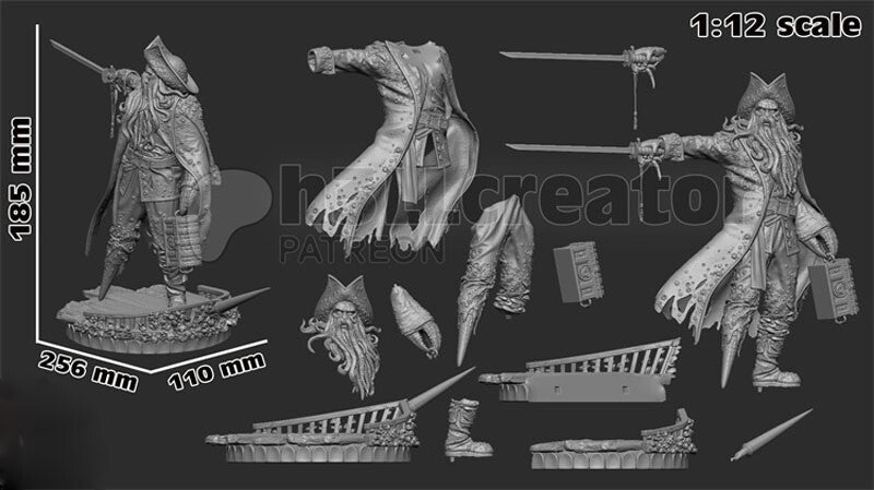 Davy Jones Karayip korsanları Pirates of Caribbean 3D STL